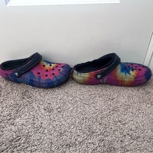 Rainbow crocs fluffy women’s 9